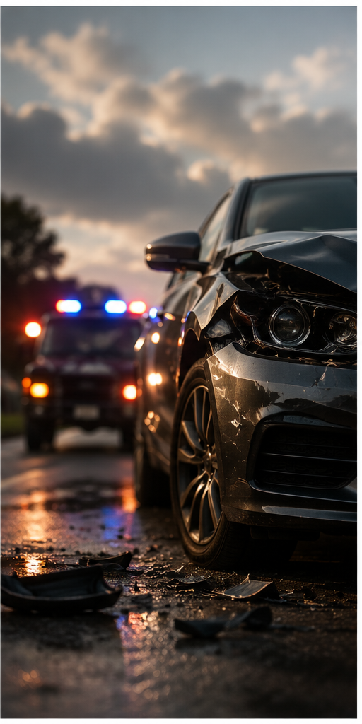 Tasteful non-graphic vehicle accident scene